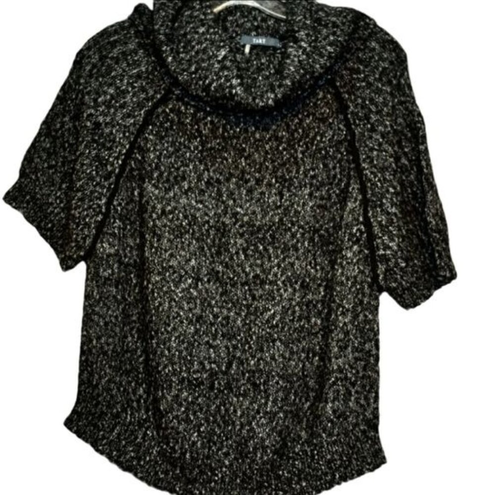 Women's Tart Black  Wool Blend Short Sleeve chunky Knit Sweater Cowl Neck S